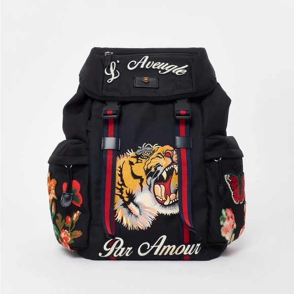 Gucci Handbags - Gucci L'Aveugle Par Amour Embroidered Tech Pack Backpack
